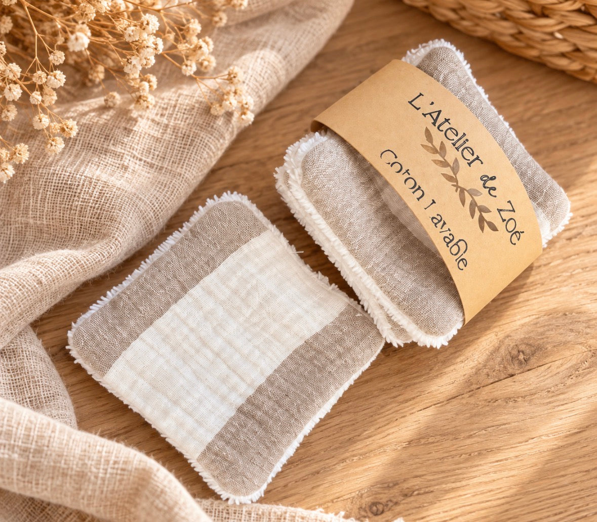 Coton lavable Bambou / Gaze de coton - Lot de 4