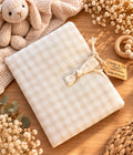 Protège Carnet de Santé en Gaze de coton - Vichy Beige
