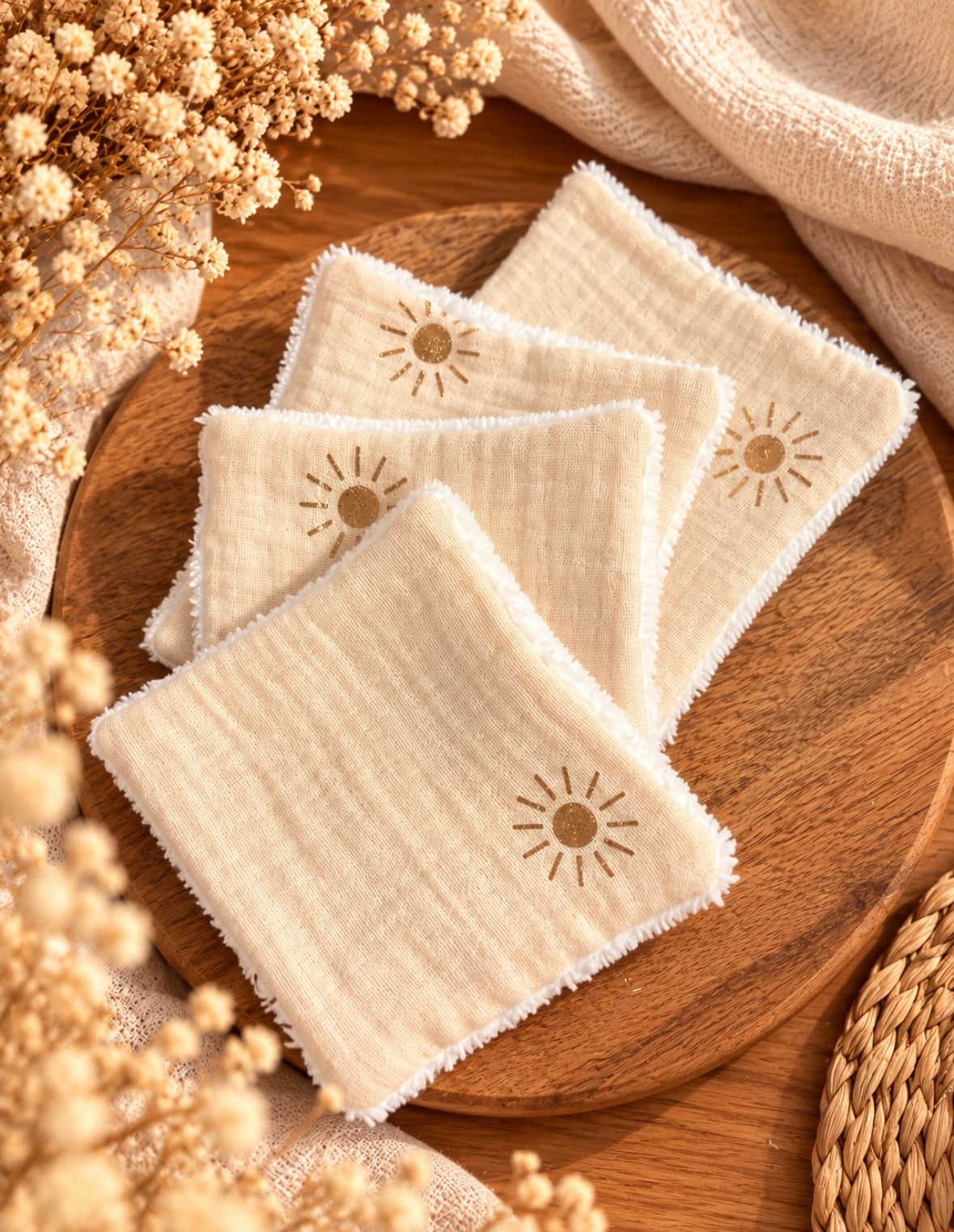 Coton lavable Bambou / Gaze de coton - Lot de 4