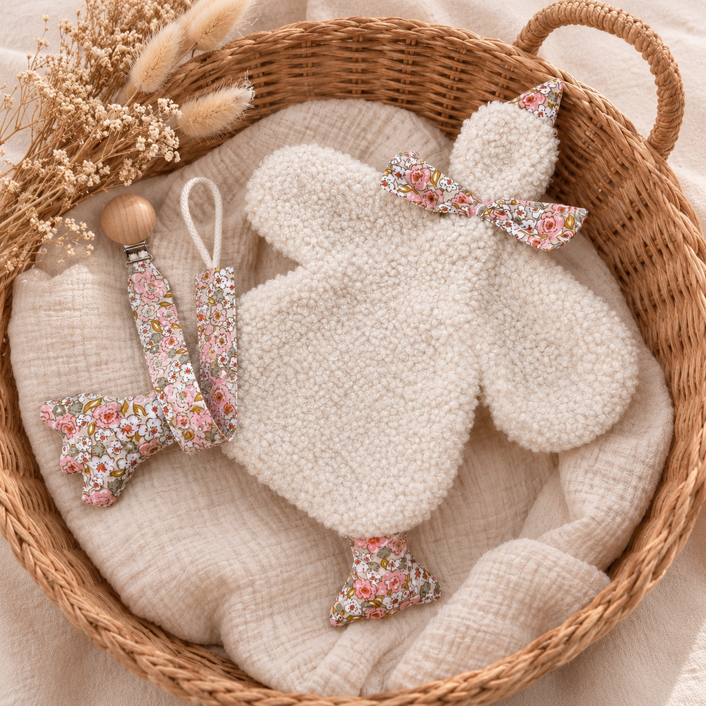 Attache-tétine fleurie - Collection « ONDINE »