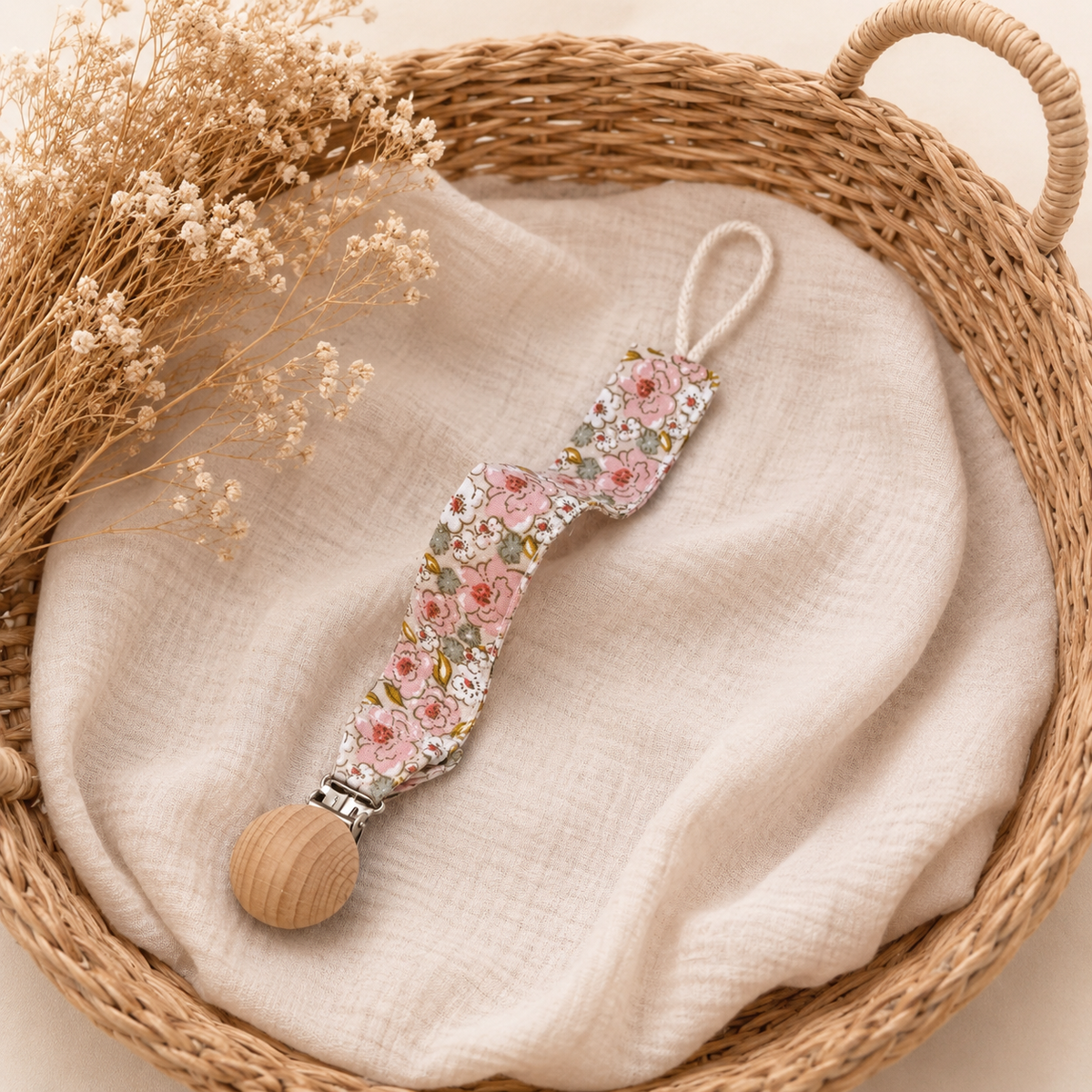 Attache-tétine fleurie - Collection « ONDINE »